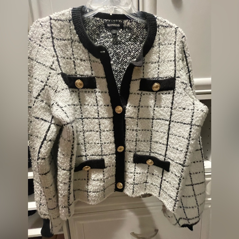 Express back and white fashionista cardigan/jacket.